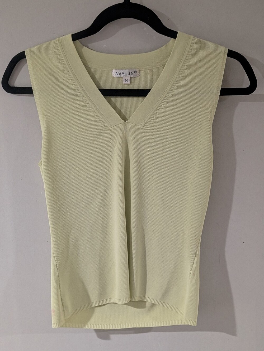 Avalin Pale Green V-Neck Sleeveless Tank Top